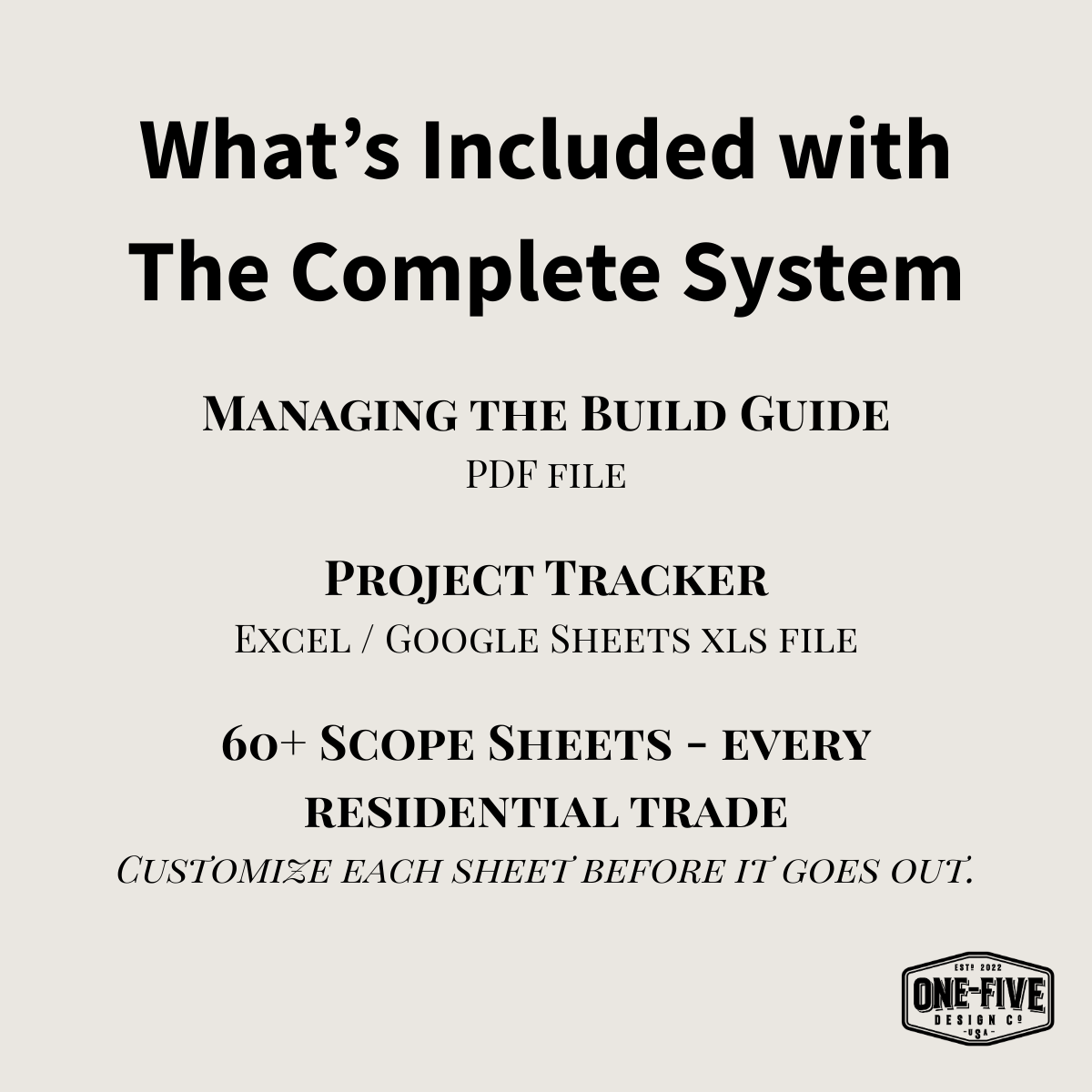 Managing the Build — The Complete System | One-Five Design Co.