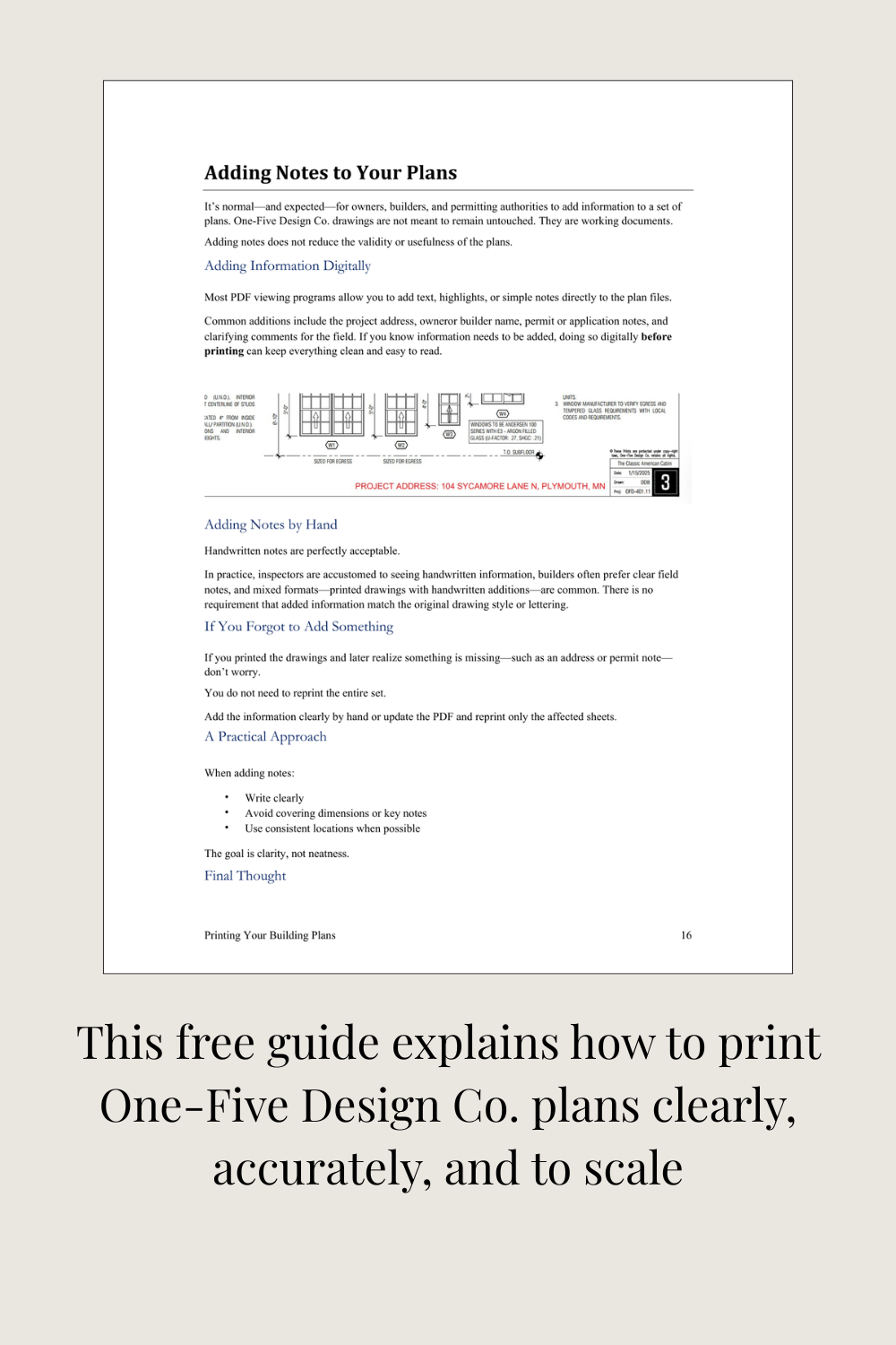 Printing Your Building Plans